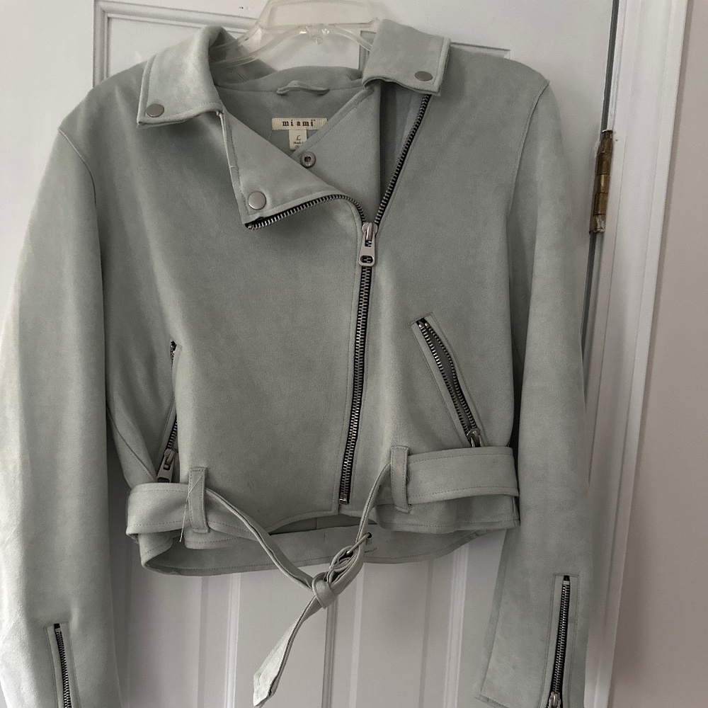 Miami  biker jacket green micro suede large